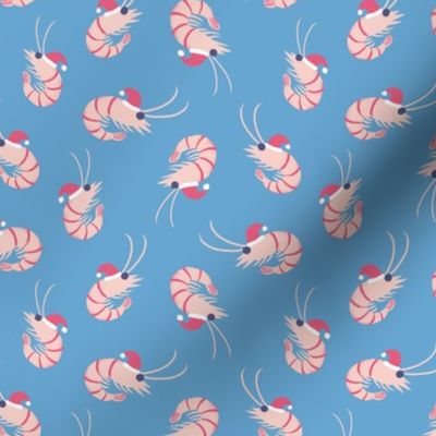 Prawns in Christmas Hat - Blue