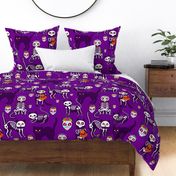 halloween cat skull skeleton purple