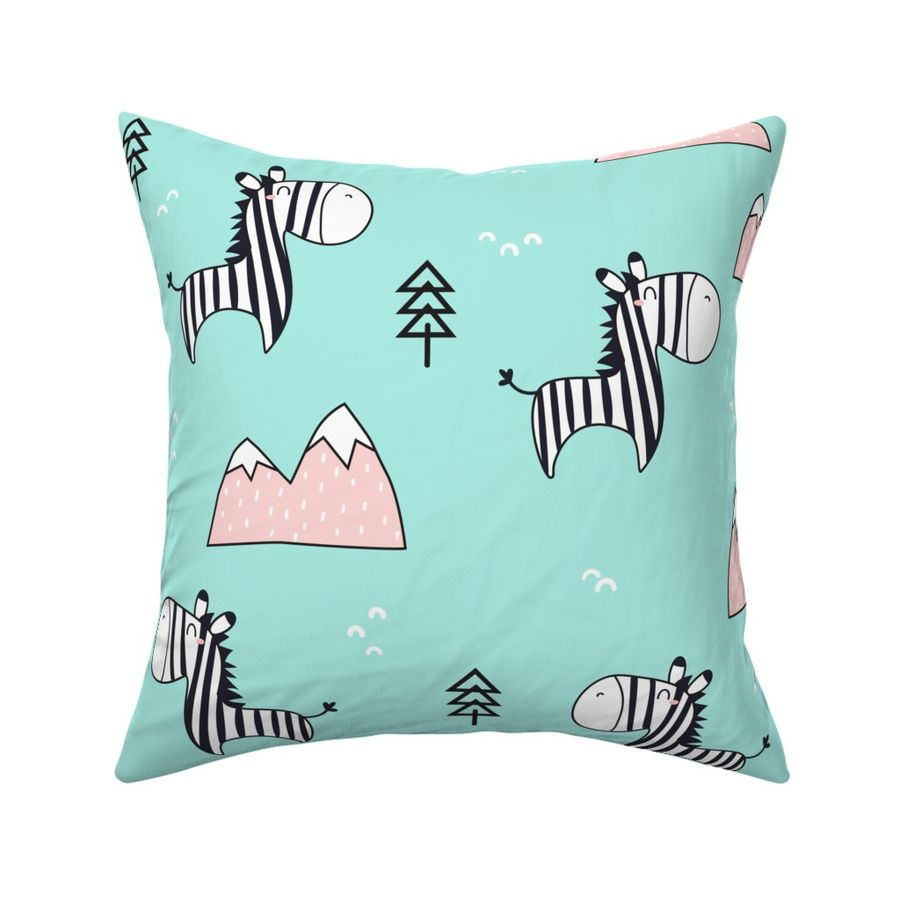 Whimsical Zebra and Mountain Pattern Design