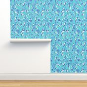 Climbing Paper Cut Floral Vine - Blue Periwinkle White (M) 12 Inch