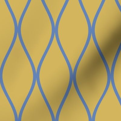 Trellis gold with Pantone Blue Bonnet 17-3936 TCX