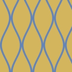 Trellis gold with Pantone Blue Bonnet 17-3936 TCX