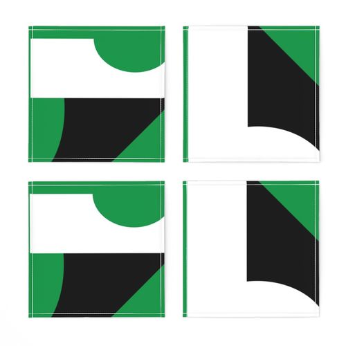 XL Black White & Green Geometrical Shapes