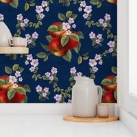 Cottage Floral Botanic Fruit Tapestry Linen Texture Summer Apple Blossoms