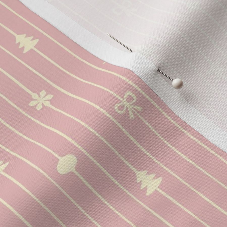 Cute festive pinstripes with minimal ornaments - dusty pink - Small