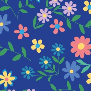 Blue Meadow Flowers Seamless Pattern