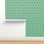 Imperial Trellis-Green/White-Large