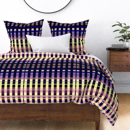 Plaid Spotlight Horizontal - Navy Blue & Ginger Lemon Tea Yellow & Pink