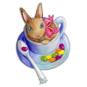 Easter Bunny in Tea Cup with Jelly Beans