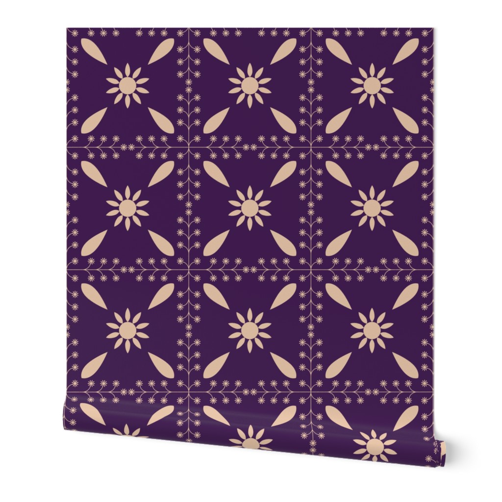 Large - Persian art-geometric Purple Beige