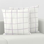 L - Soft Lavender on White - Graphic Grid plaid - Windowpane Linen Look