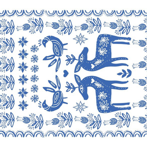 Scandanavian Folk Art Tea Towel