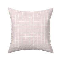 M - White on Soft pink - Graphic Grid plaid - Windowpane Linen Look