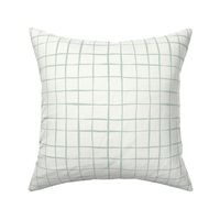 M - Mint Blue Green on White - Graphic Grid plaid - Windowpane Linen Look