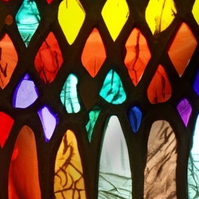 Stained Glass Geometric Organ Pipes Strong Colors