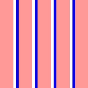 Stripey Stripes Thin Rose PInk Cobalt Blue White