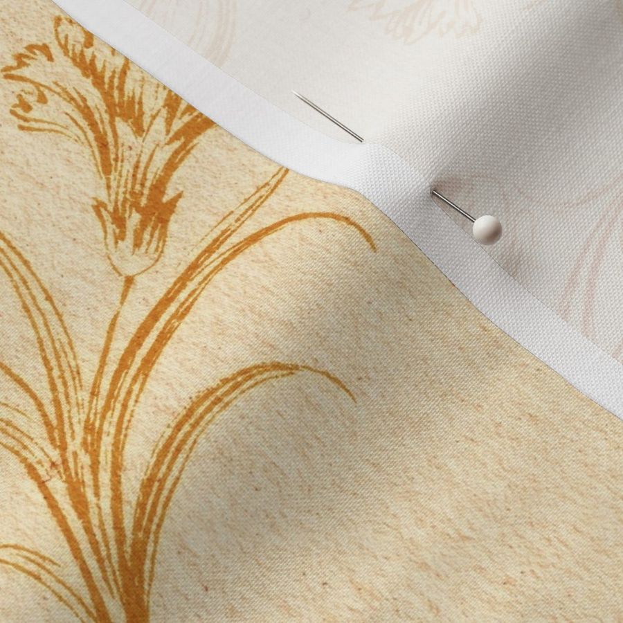 Carnation Lily Woodcut Toile Floral - Medium - Rust and Orange on Peach