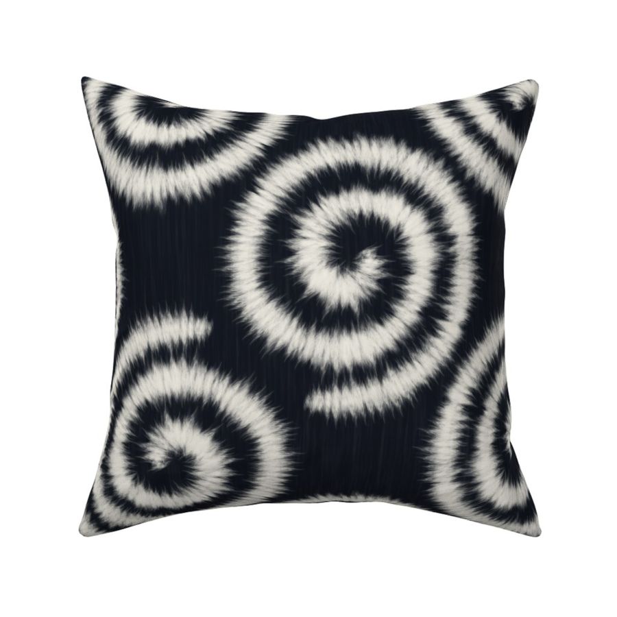 (medium scale) tie dye shibori spiral dark black and white b&w