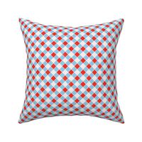 Big Bold Contemporary Geometric Plaid Vibrant Aqua Blue Red (M)