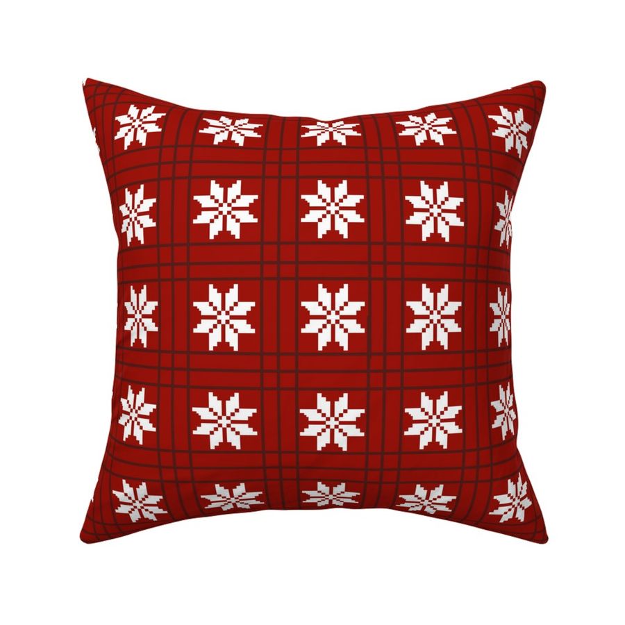 Christmas plaid and Christmas Rose - medium scale