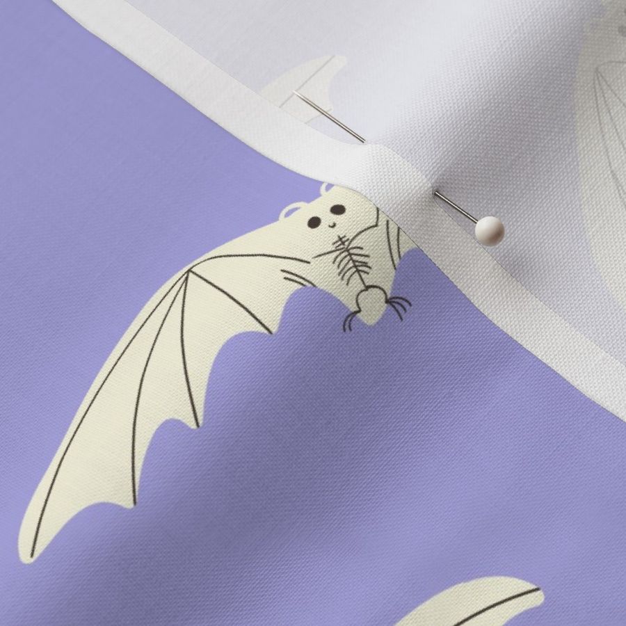 L-Cute Halloween Bats with their Skeletons on lavender