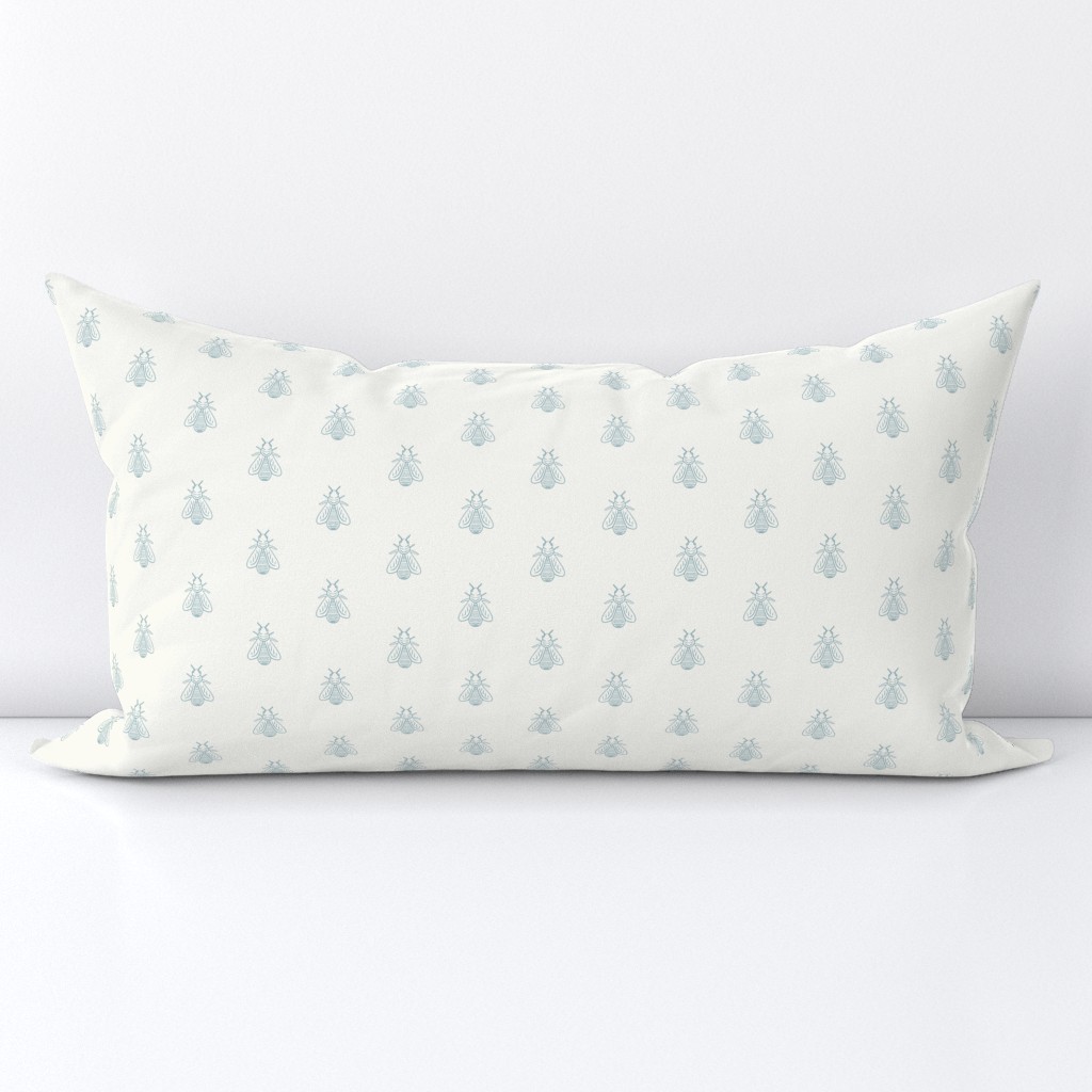 Navy Blue Honey Bee Drawings On Cream White