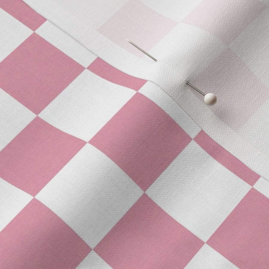 Chequered Squares - Rose Pink & White