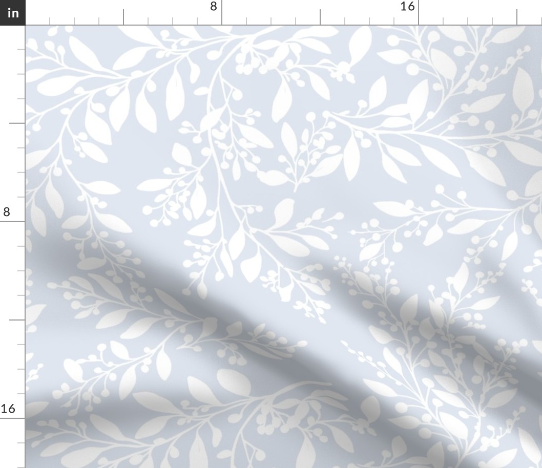 Willoughby - White on Pale Blue Wallpaper