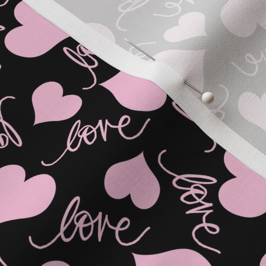 Pattern BC 0301 - Pale Pink Heart Shapes on Black - Valentine's Day Holiday