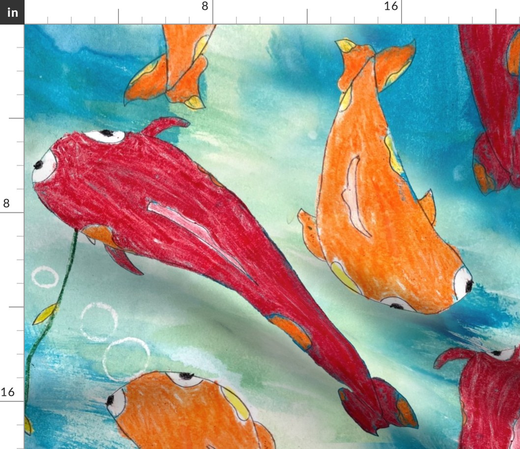 Hand Painted Koi Fish in Water