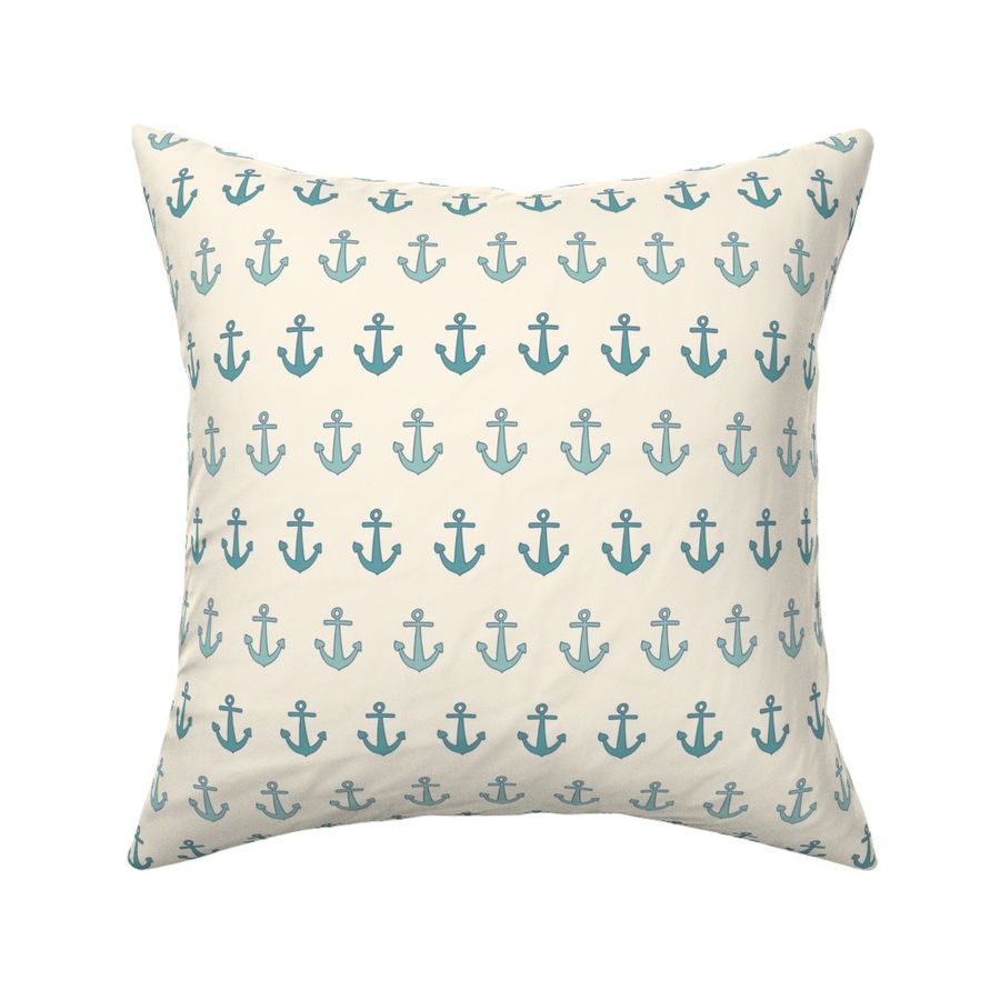 Yachtsman Ship Anchors Soft Teal Greens on Cream - Regatta Sailing Days