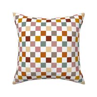 (XS) Pastel multicolor mid century checks fabric