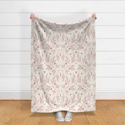 Priscilla Flourish Damask - 2288 jumbo - cream and rosy pink