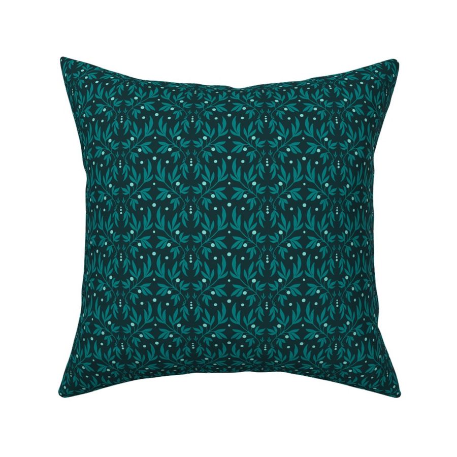 Priscilla Flourish Damask - 2289 small - teal monochrome