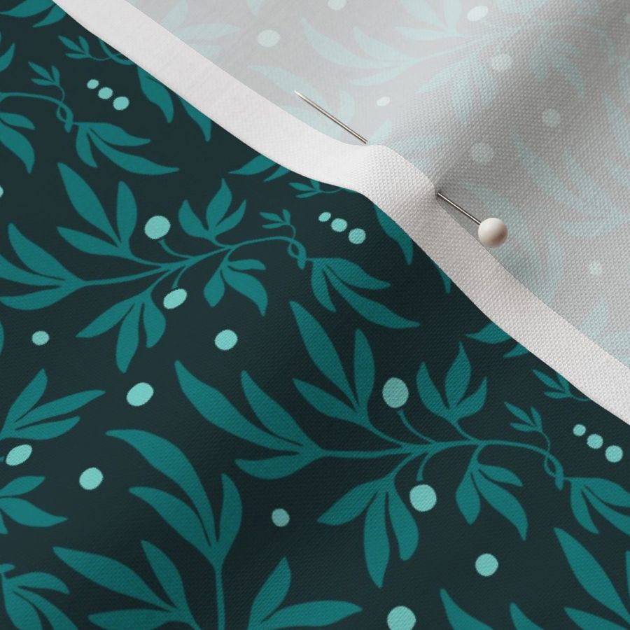 Priscilla Flourish Damask - 2289 small - teal monochrome