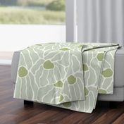 Retro Textured Flowing Coneflower - Celadon Olive Green