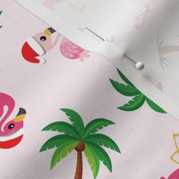 Christmas Flamingos Tropical Christmas Santa Hat Christmas Fabric FB1024