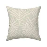 Pale Green & Cream Art Deco Palm Leaf - Large