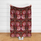 Dramatic Victorian Floral Arts Inspired Maximalist Blooms Scarlet Red Pink