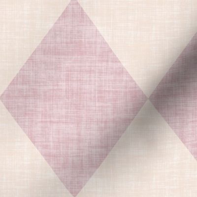 Harlequin Diamond Pattern - Large - Soft Pink Blush Tones Linen Textured