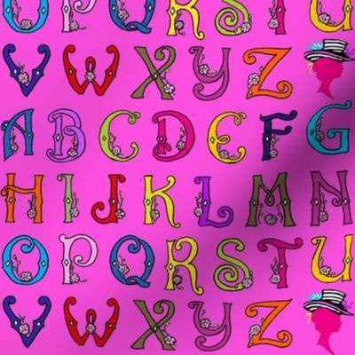 Fancy Party Monogram Alphabet Multi Initials / PINK Paris Bebe Fabrics