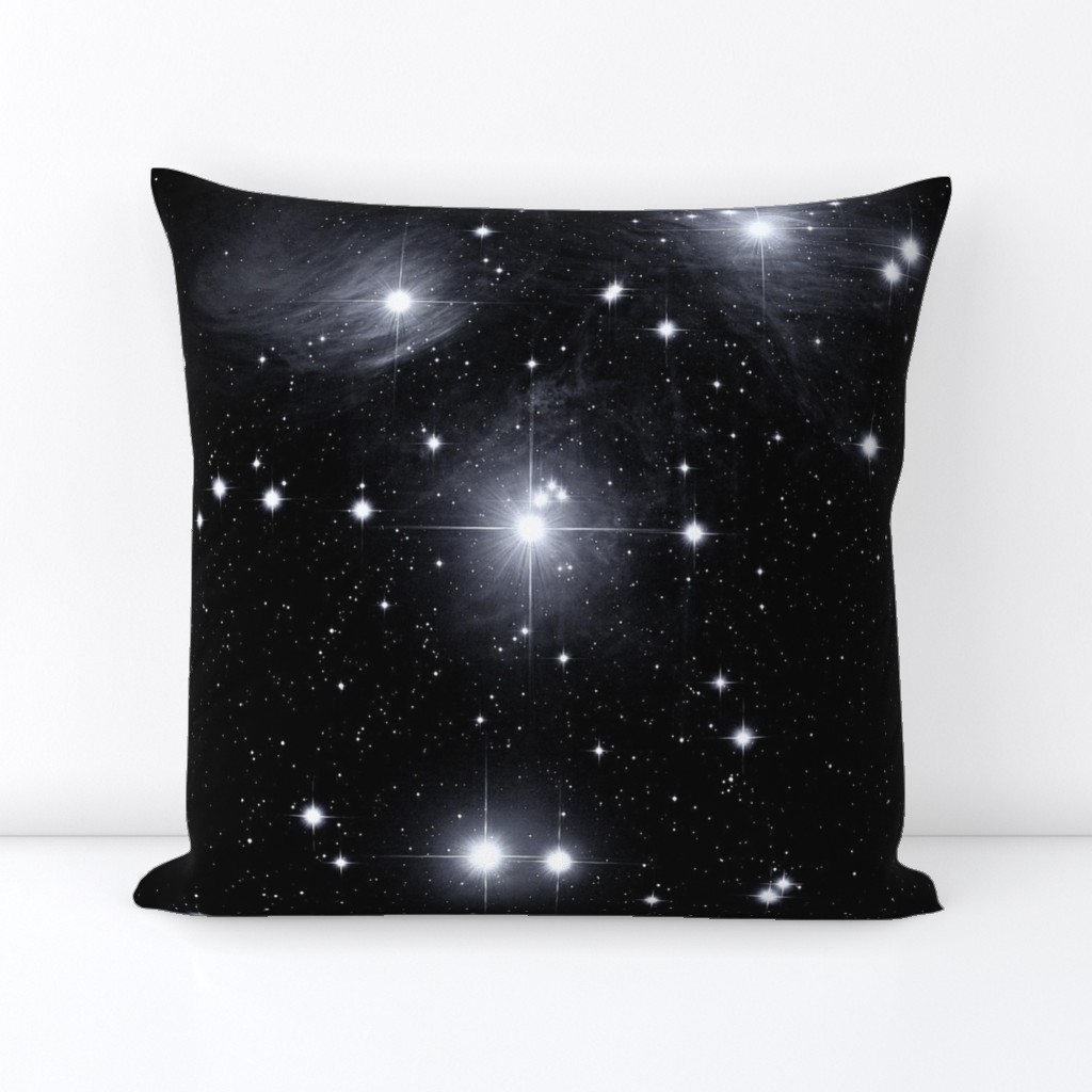 pleiades star cluster - b&w