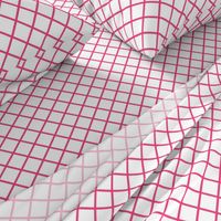 FS Dark Pink Diagonal Windowpane Check Trellis On White