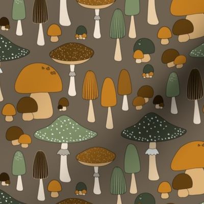 (L)Rustic Autumn Mushroom Magic Bark Brown Large Scale