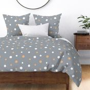 Gray Polka Dot Pattern with White and Peach Accents