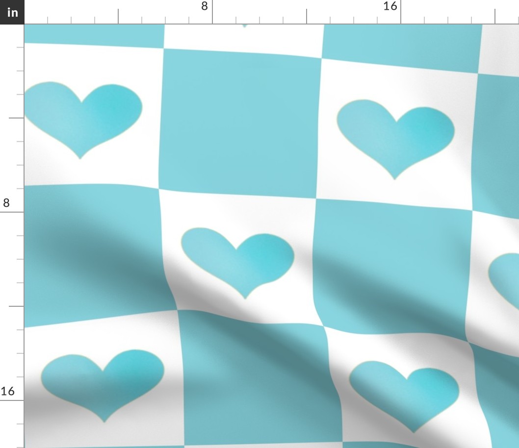 X-Large Aqua Heart Checkers