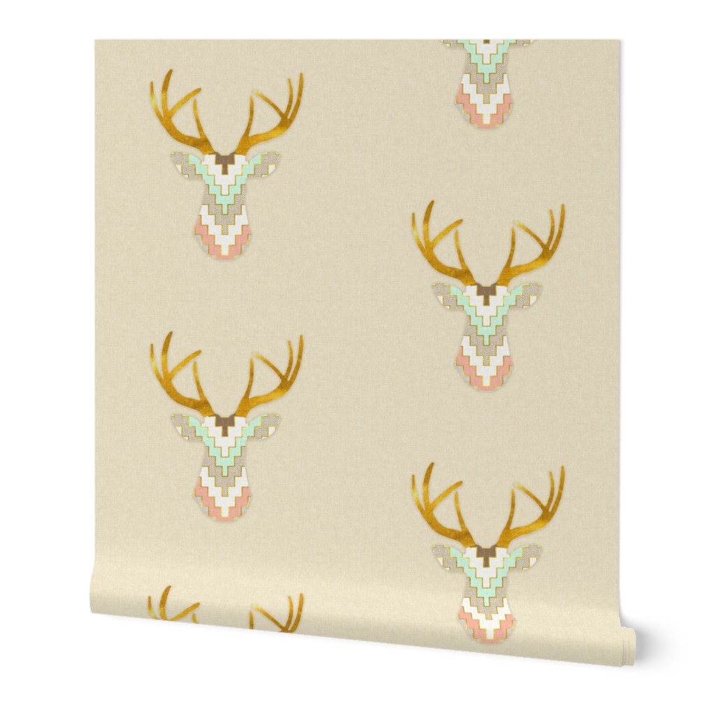 Telluride Deer in Mint and Coral