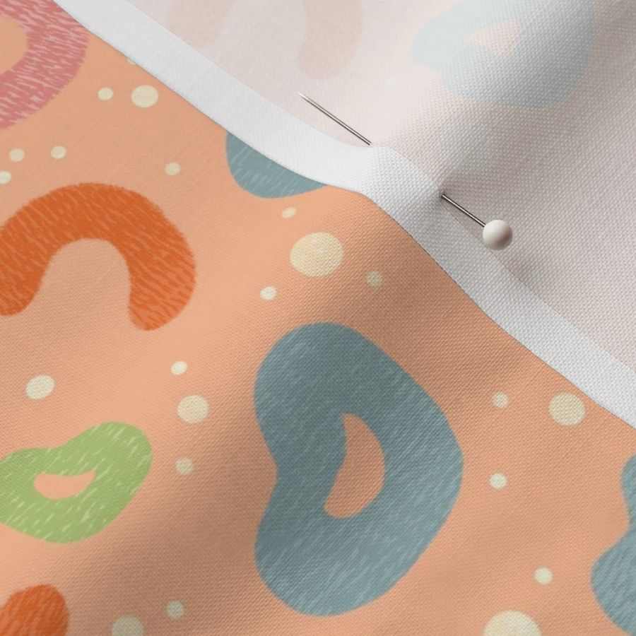 Playful Abstract Shapes Dots Bubbles (Peach) - Baby Nursery/Kids Textiles