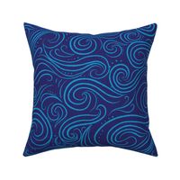 Ocean Waves and Swirls - Deep Blue Water for Coastal Decor - Large Scale