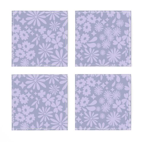 Flower Meadow Sparkle Monochome Violet Purple (L)